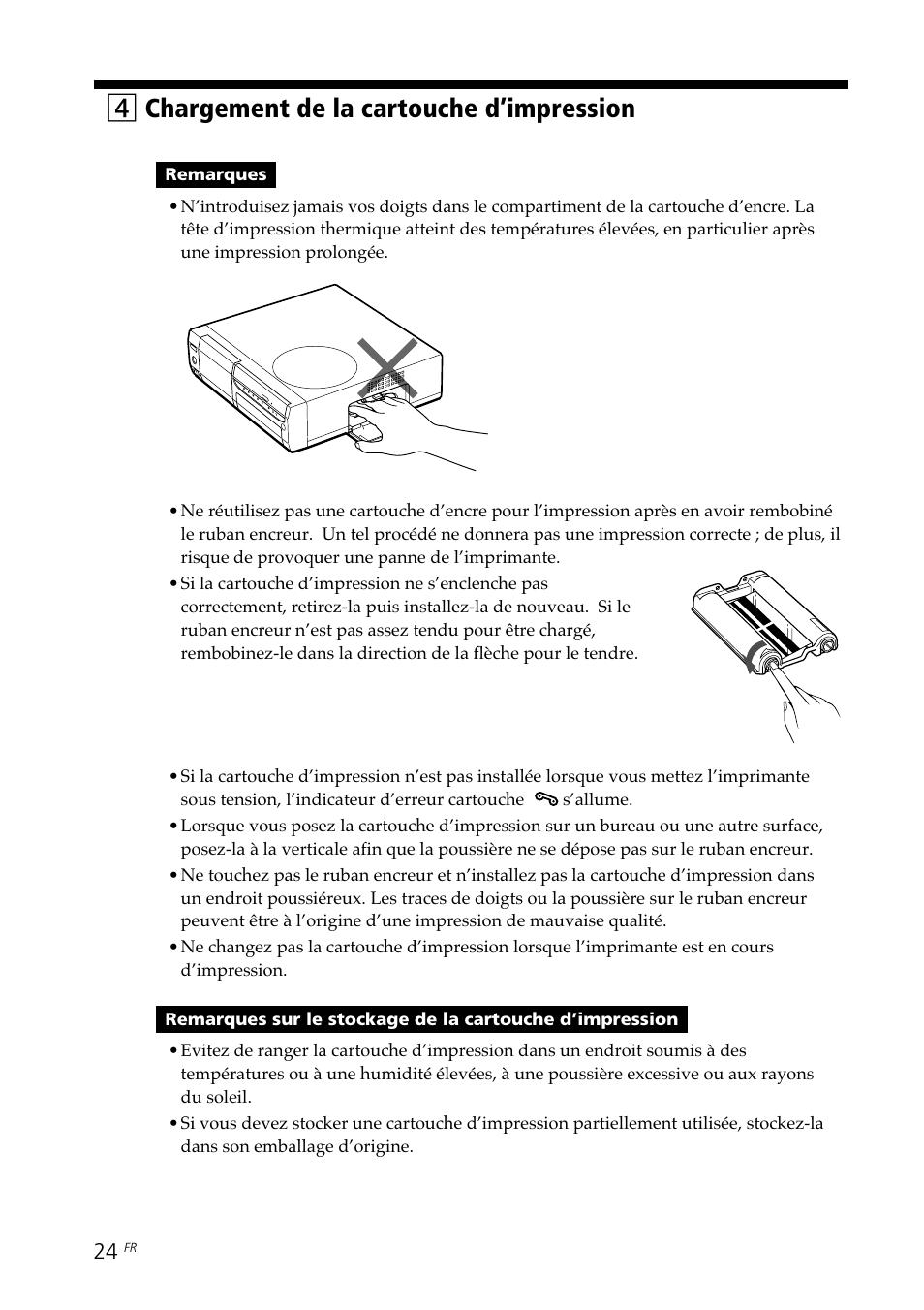 4chargement de la cartouche d’impression | Sony DPP-SV88 User Manual | Page 138 / 344