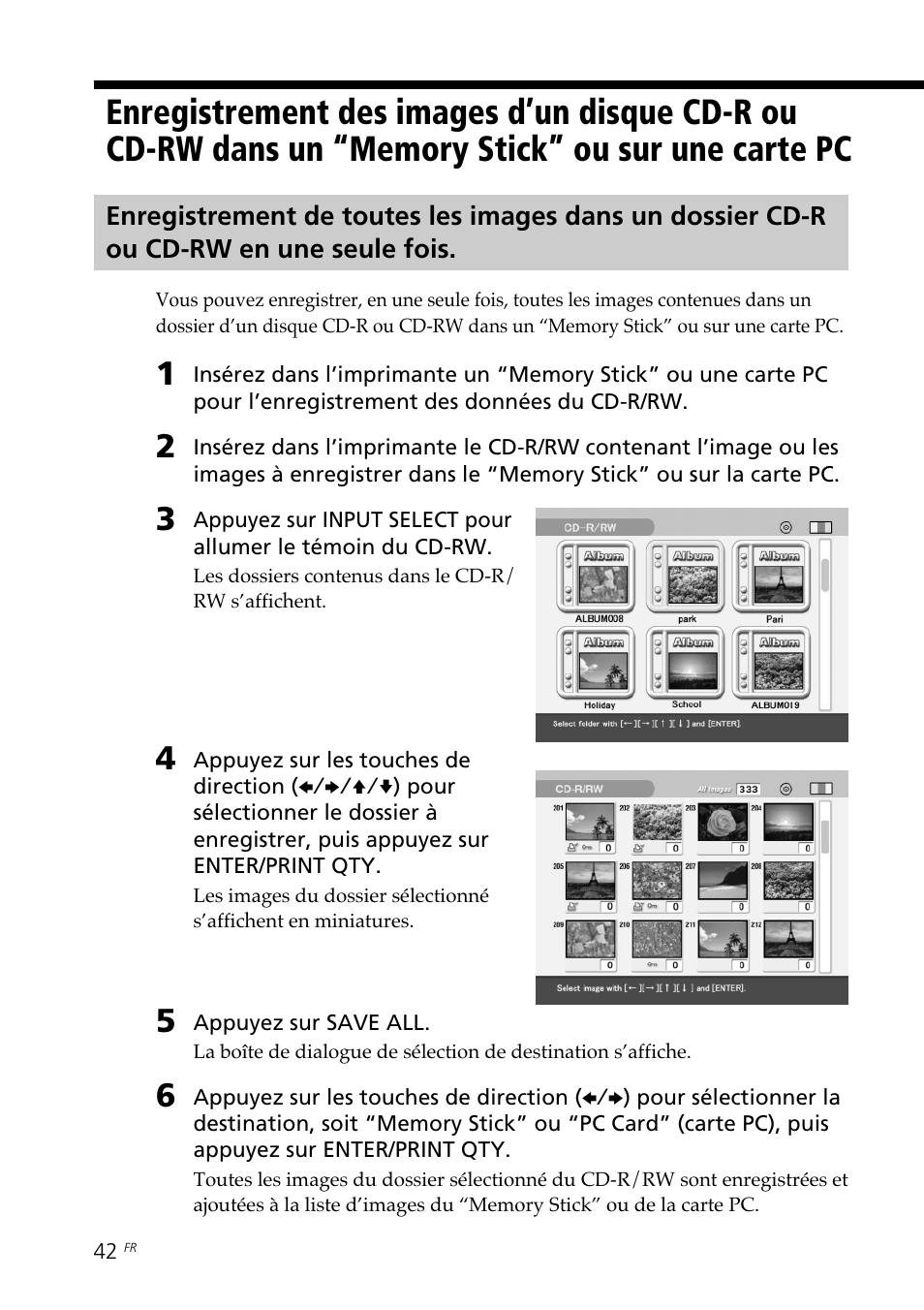 Enregistrement des images d’un disque | Sony DPP-SV88 User Manual | Page 156 / 344
