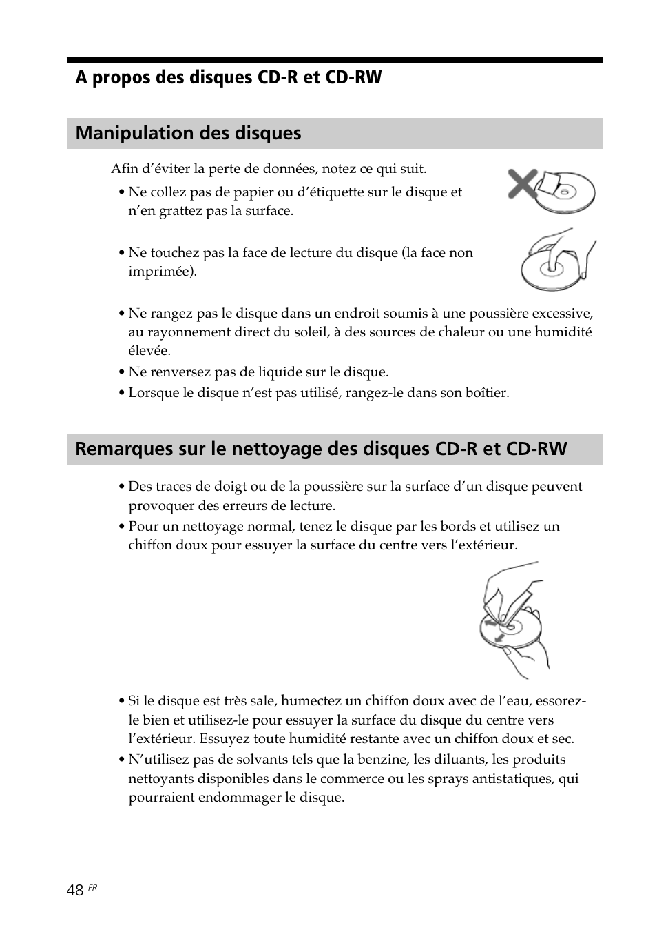 Manipulation des disques | Sony DPP-SV88 User Manual | Page 162 / 344