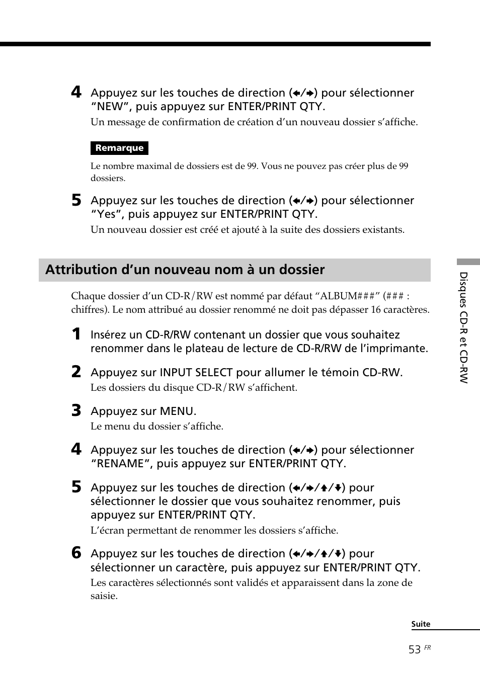 Attribution d’un nouveau nom à un dossier | Sony DPP-SV88 User Manual | Page 167 / 344