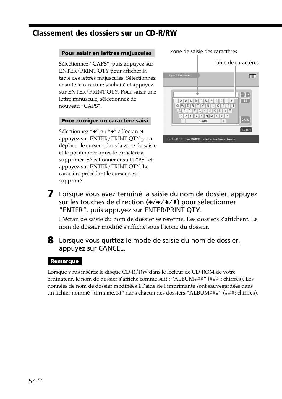 Classement des dossiers sur un cd-r/rw | Sony DPP-SV88 User Manual | Page 168 / 344