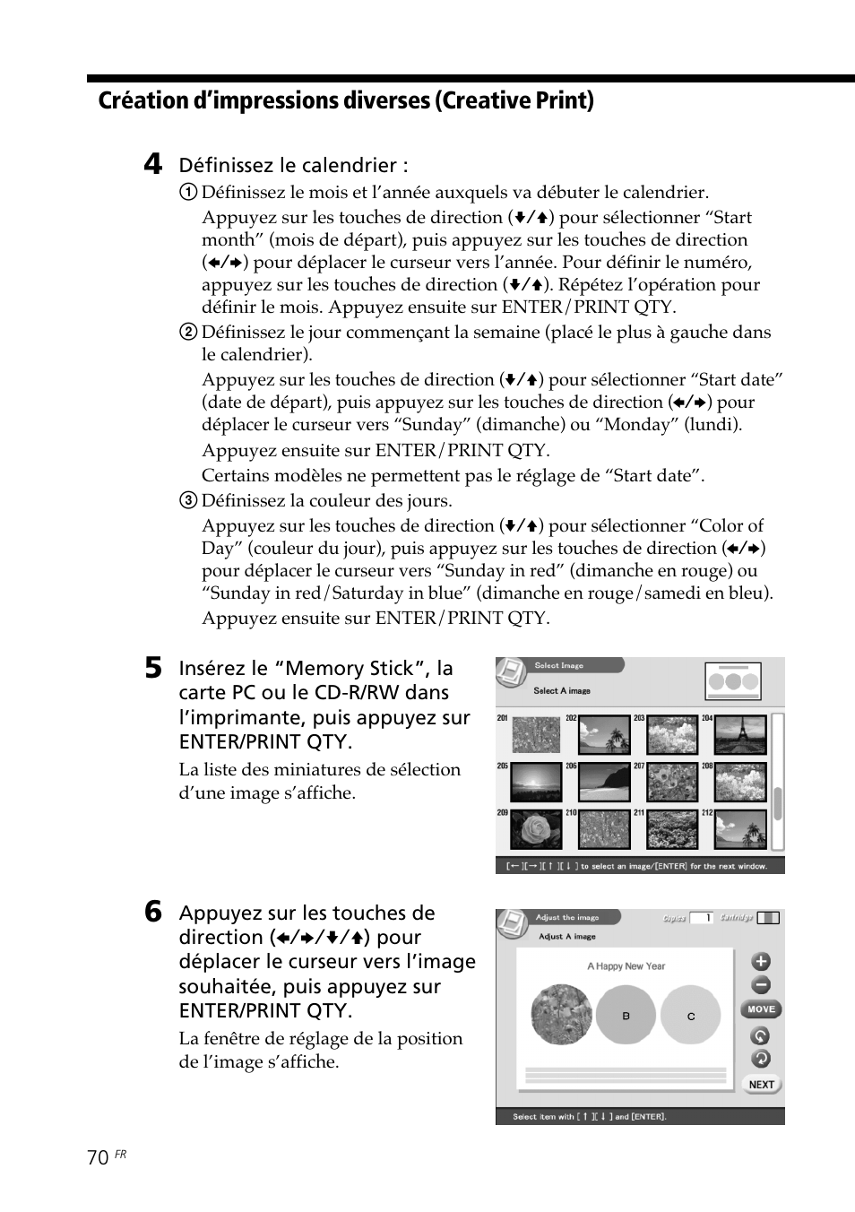 Création d’impressions diverses (creative print) | Sony DPP-SV88 User Manual | Page 184 / 344