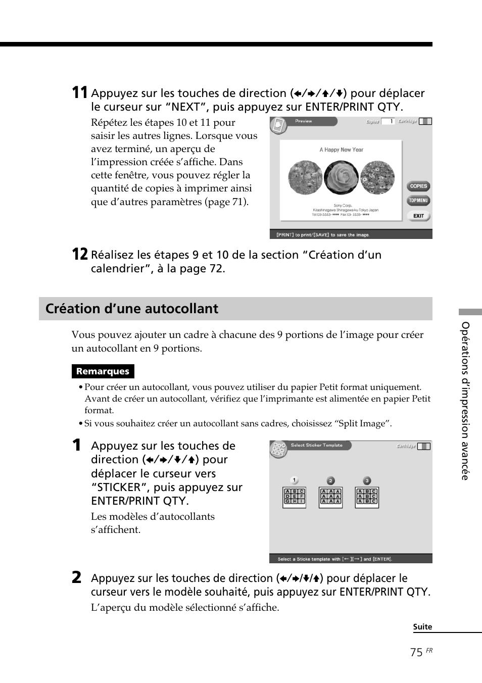 Création d’une autocollant | Sony DPP-SV88 User Manual | Page 189 / 344