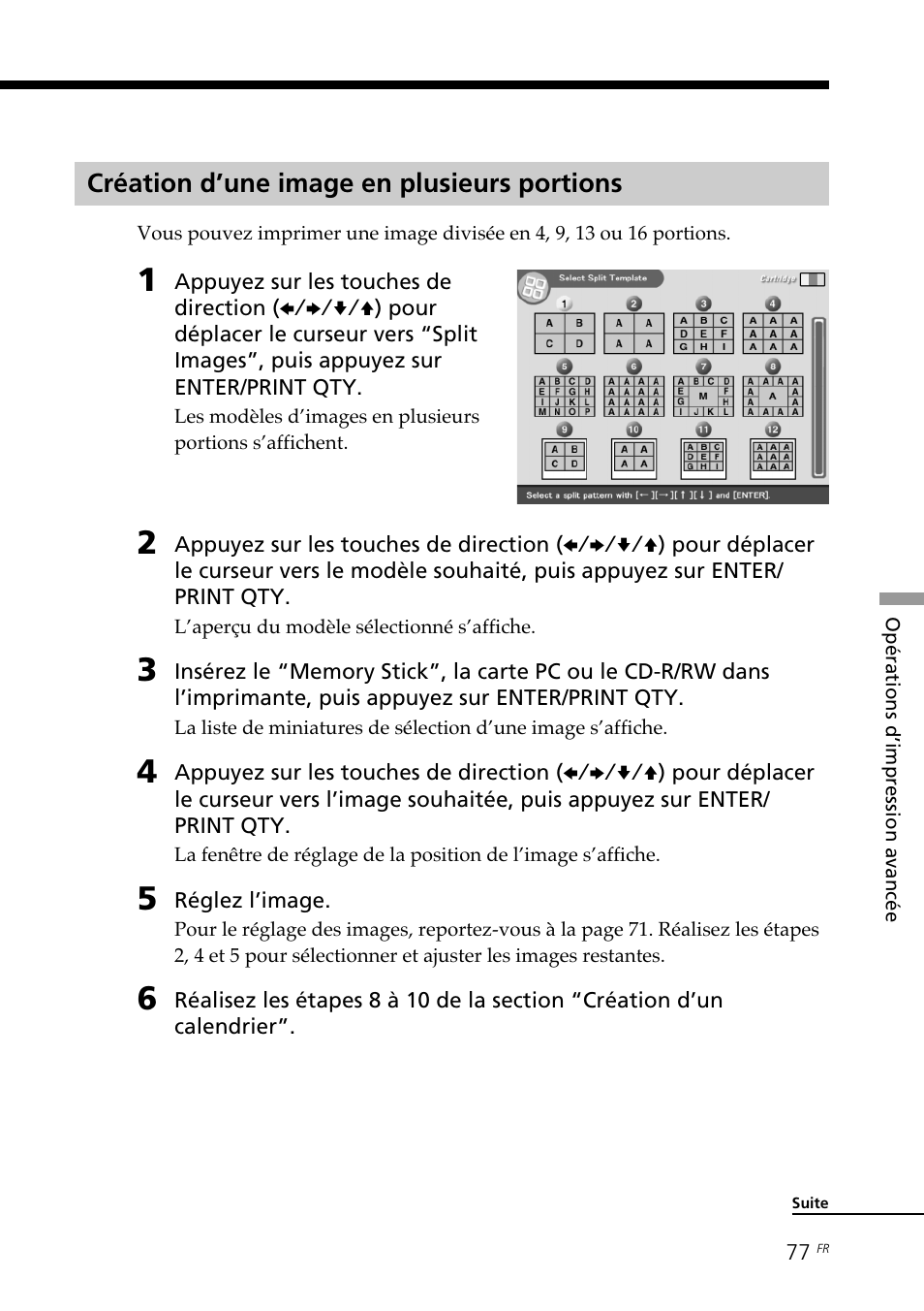 Création d’une image en plusieurs portions | Sony DPP-SV88 User Manual | Page 191 / 344