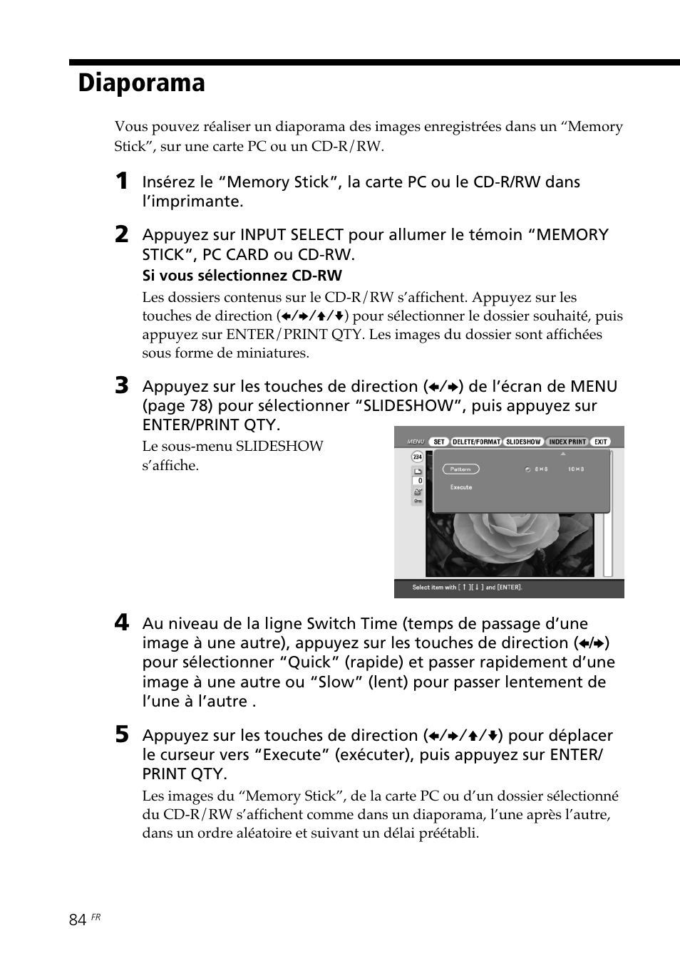 Diaporama | Sony DPP-SV88 User Manual | Page 198 / 344