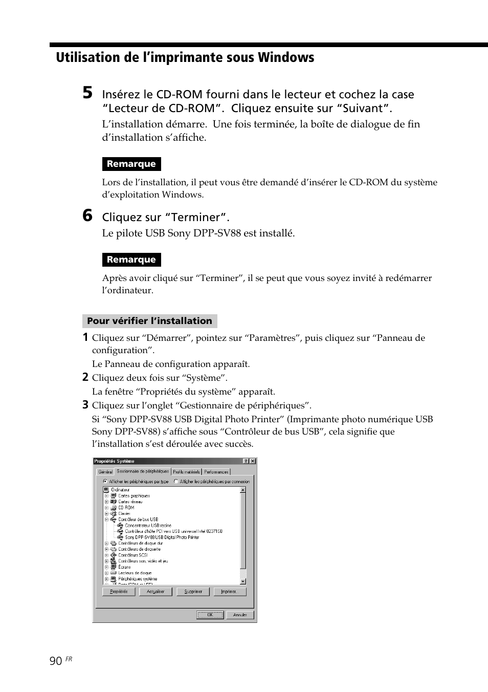 Utilisation de l’imprimante sous windows | Sony DPP-SV88 User Manual | Page 204 / 344