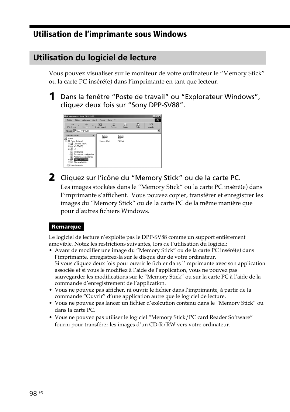 Utilisation du logiciel de lecture | Sony DPP-SV88 User Manual | Page 212 / 344