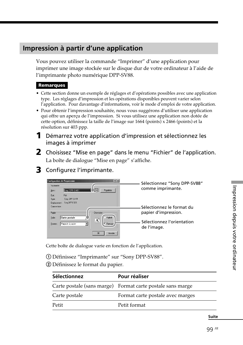 Impression à partir d’une application | Sony DPP-SV88 User Manual | Page 213 / 344