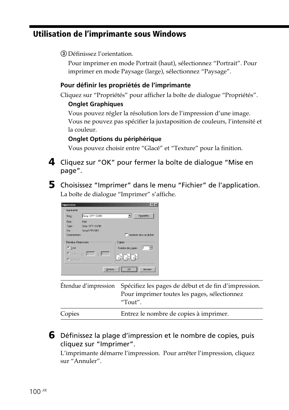 Utilisation de l’imprimante sous windows | Sony DPP-SV88 User Manual | Page 214 / 344