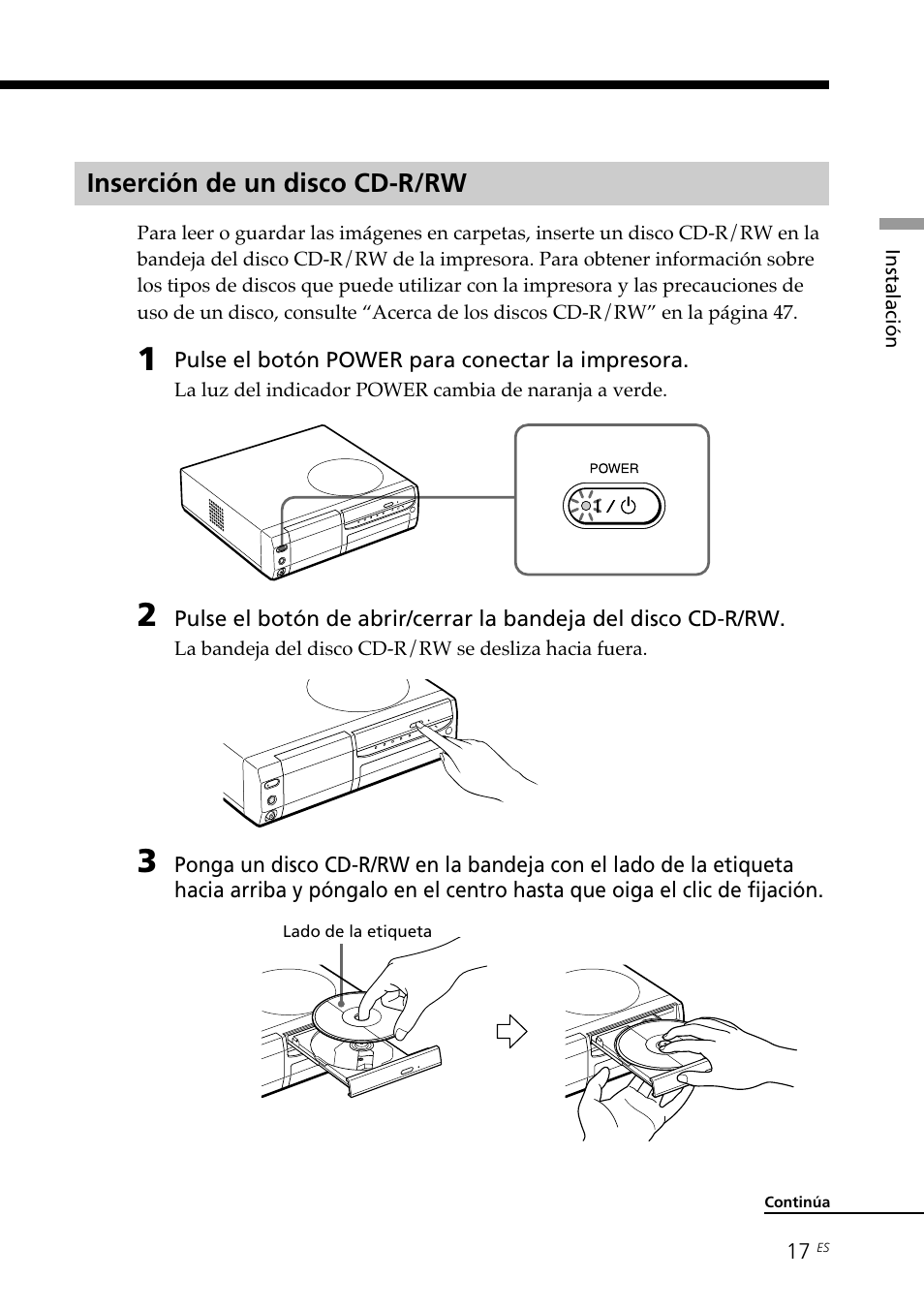 Inserción de un disco cd-r/rw | Sony DPP-SV88 User Manual | Page 245 / 344