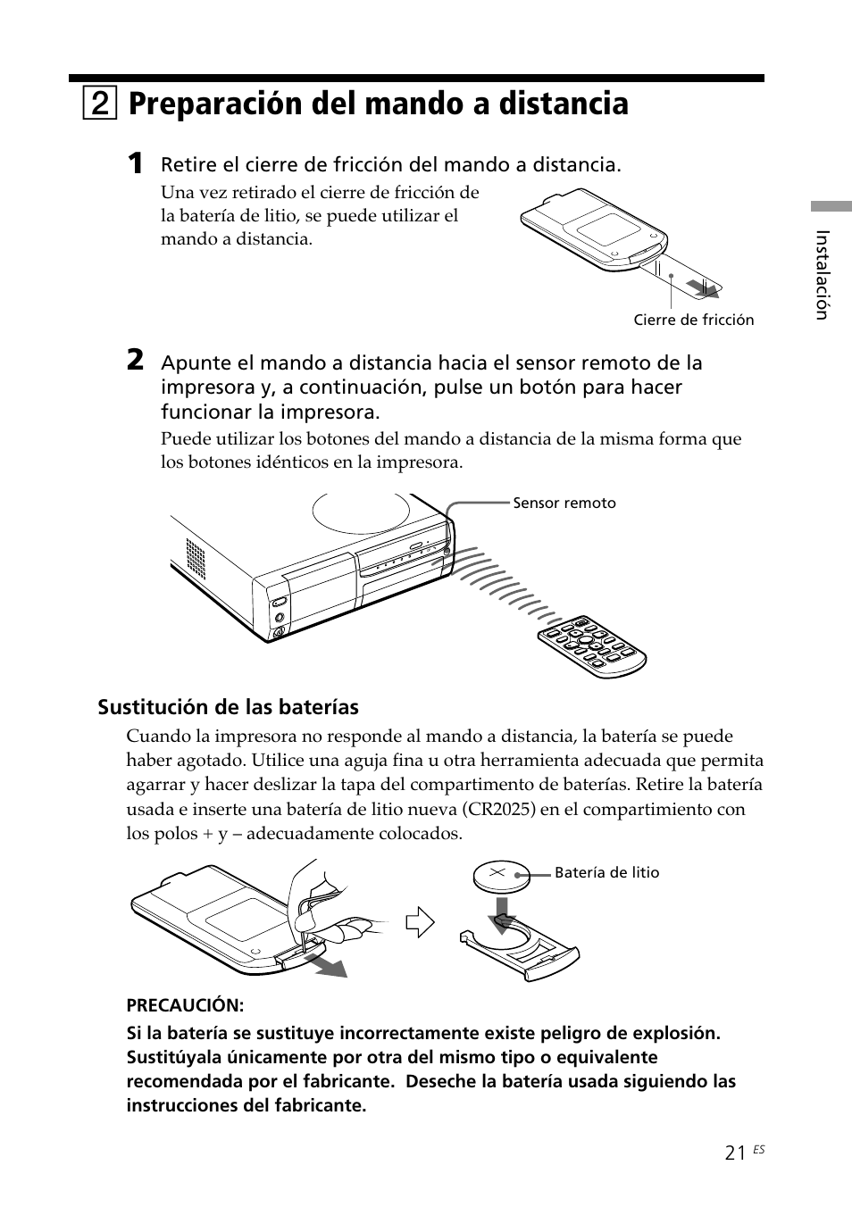 2 preparación del mando a distancia, Preparación del mando a distancia, 2preparación del mando a distancia | Sony DPP-SV88 User Manual | Page 249 / 344