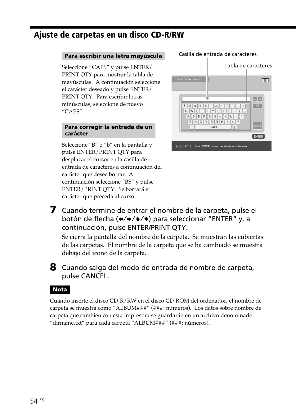 Eliminación de una carpeta, Ajuste de carpetas en un disco cd-r/rw | Sony DPP-SV88 User Manual | Page 282 / 344