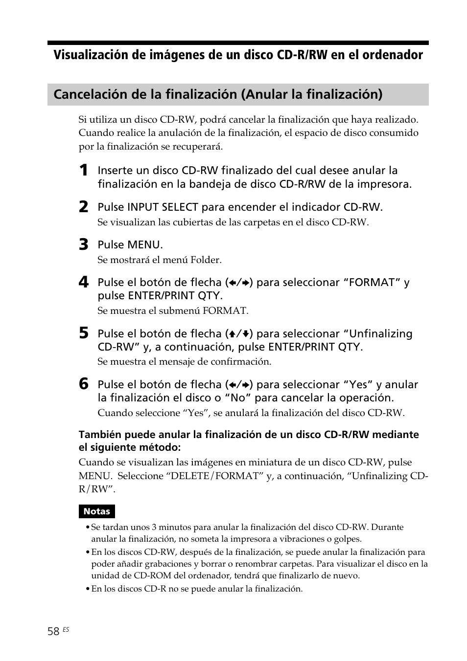 Formateo de un disco cd-rw | Sony DPP-SV88 User Manual | Page 286 / 344