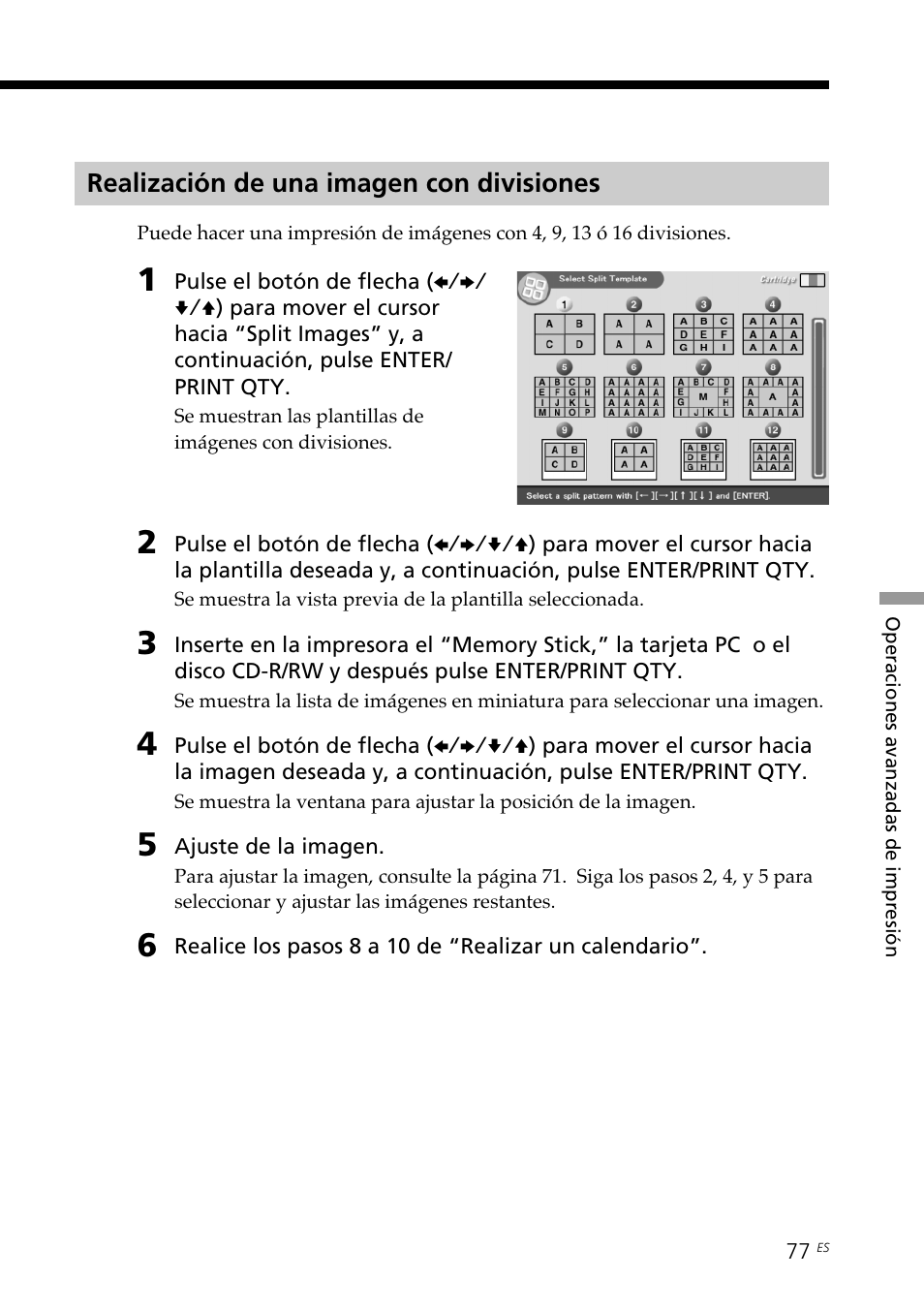 Realización de una imagen con divisiones | Sony DPP-SV88 User Manual | Page 305 / 344