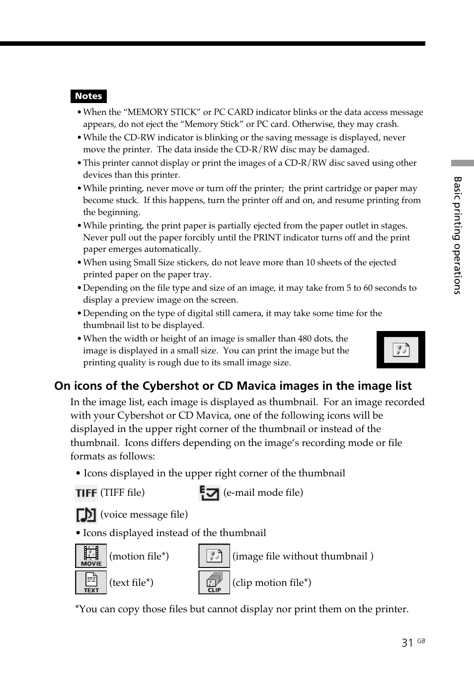 Icons | Sony DPP-SV88 User Manual | Page 31 / 344