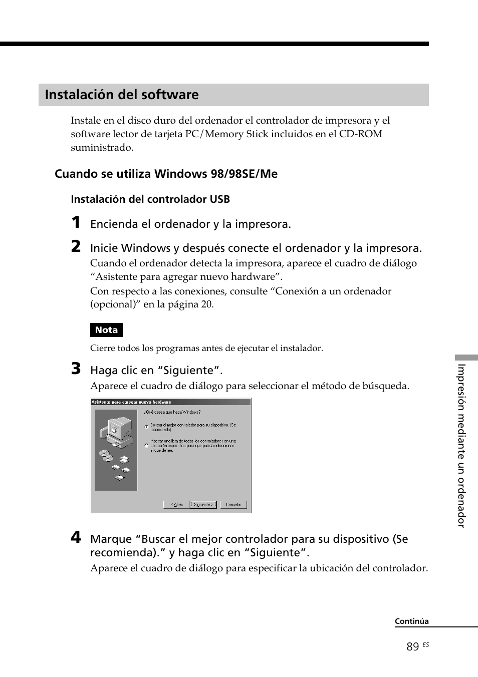 Instalación del software | Sony DPP-SV88 User Manual | Page 317 / 344