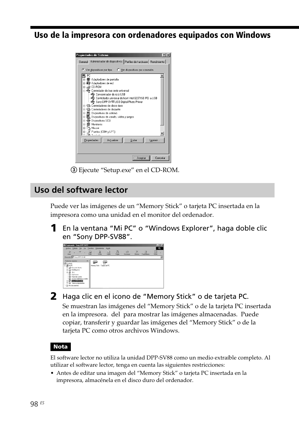 Uso del software lector | Sony DPP-SV88 User Manual | Page 326 / 344