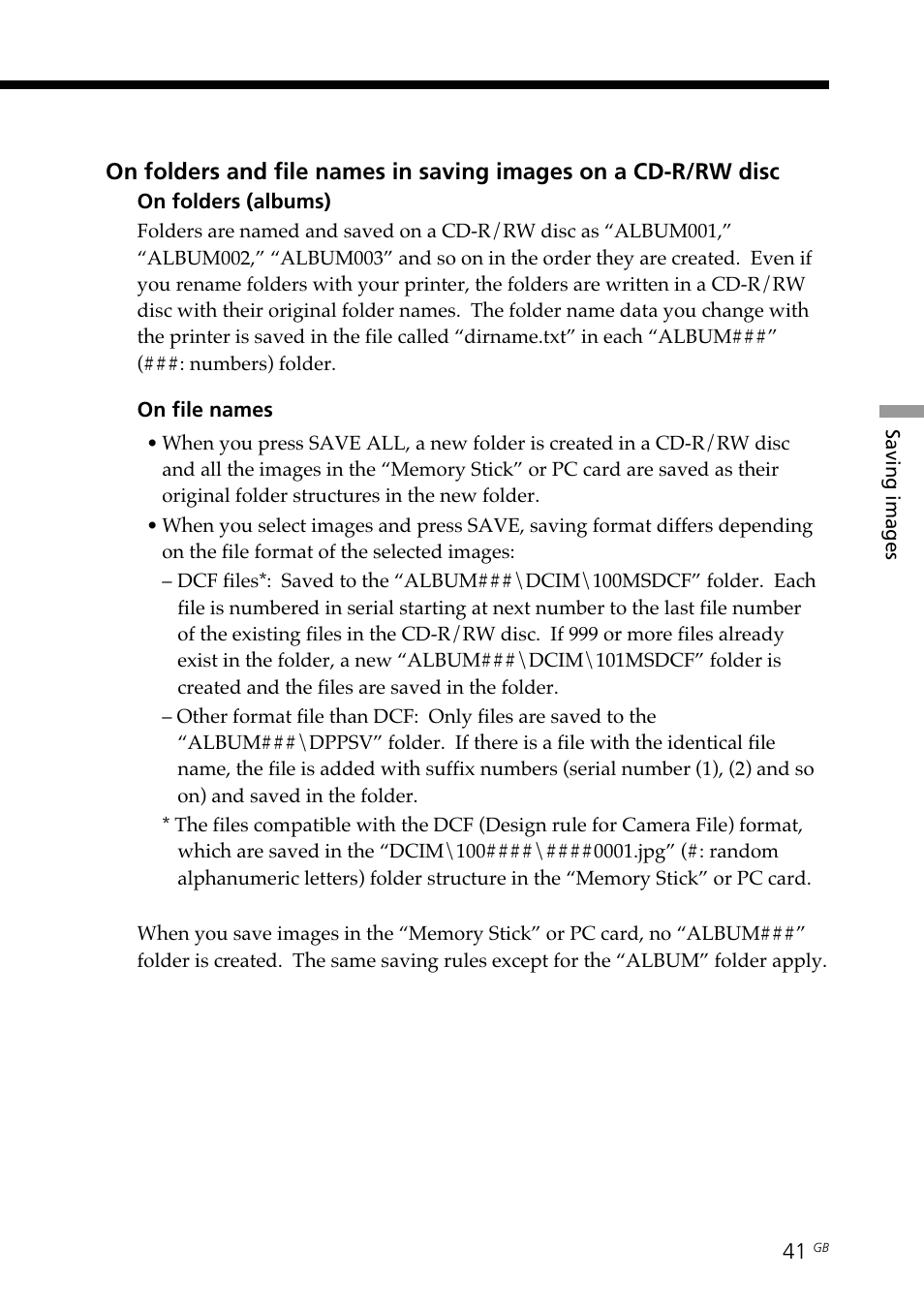 Folder/file names | Sony DPP-SV88 User Manual | Page 41 / 344