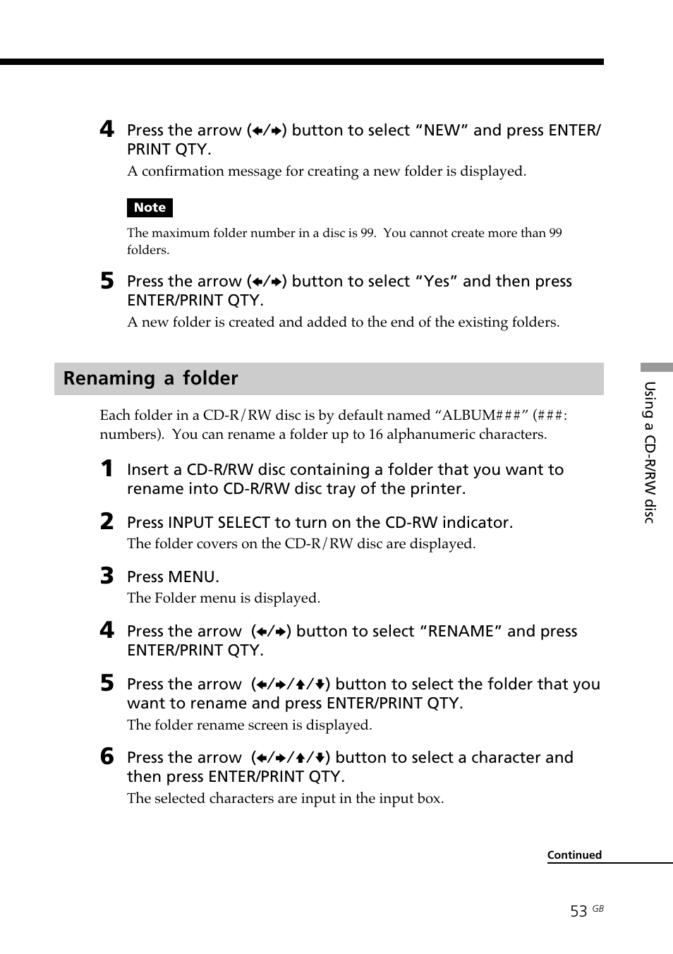 Renaming a folder | Sony DPP-SV88 User Manual | Page 53 / 344