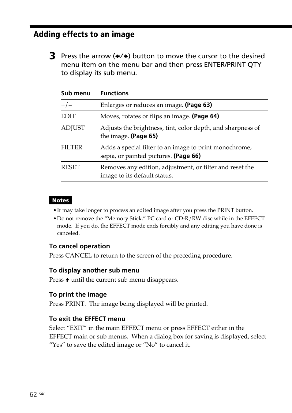 Adding effects to an image | Sony DPP-SV88 User Manual | Page 62 / 344