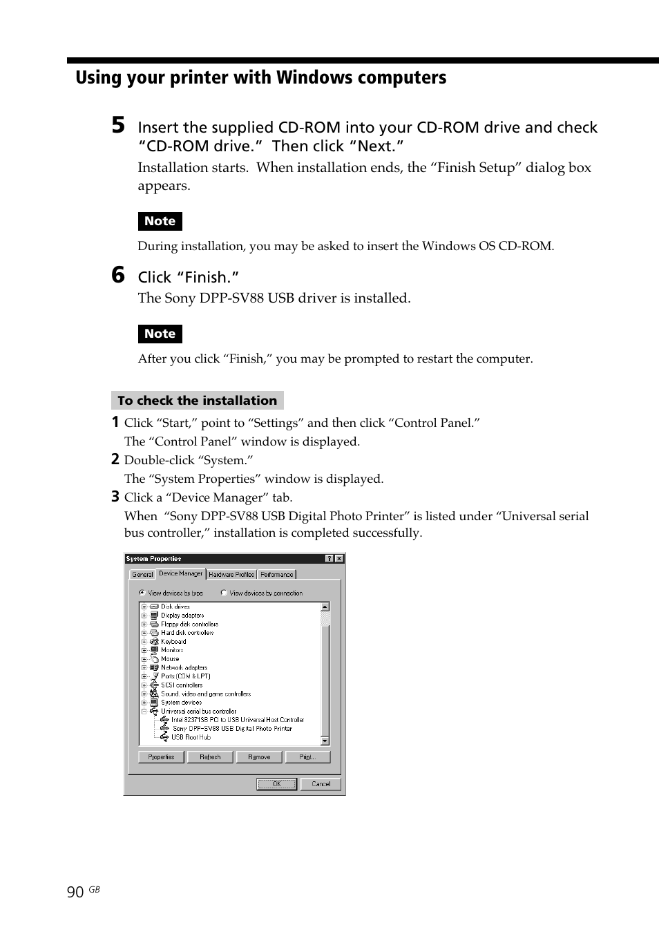 Using your printer with windows computers | Sony DPP-SV88 User Manual | Page 90 / 344