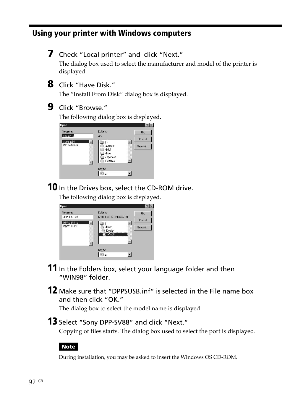 Sony DPP-SV88 User Manual | Page 92 / 344