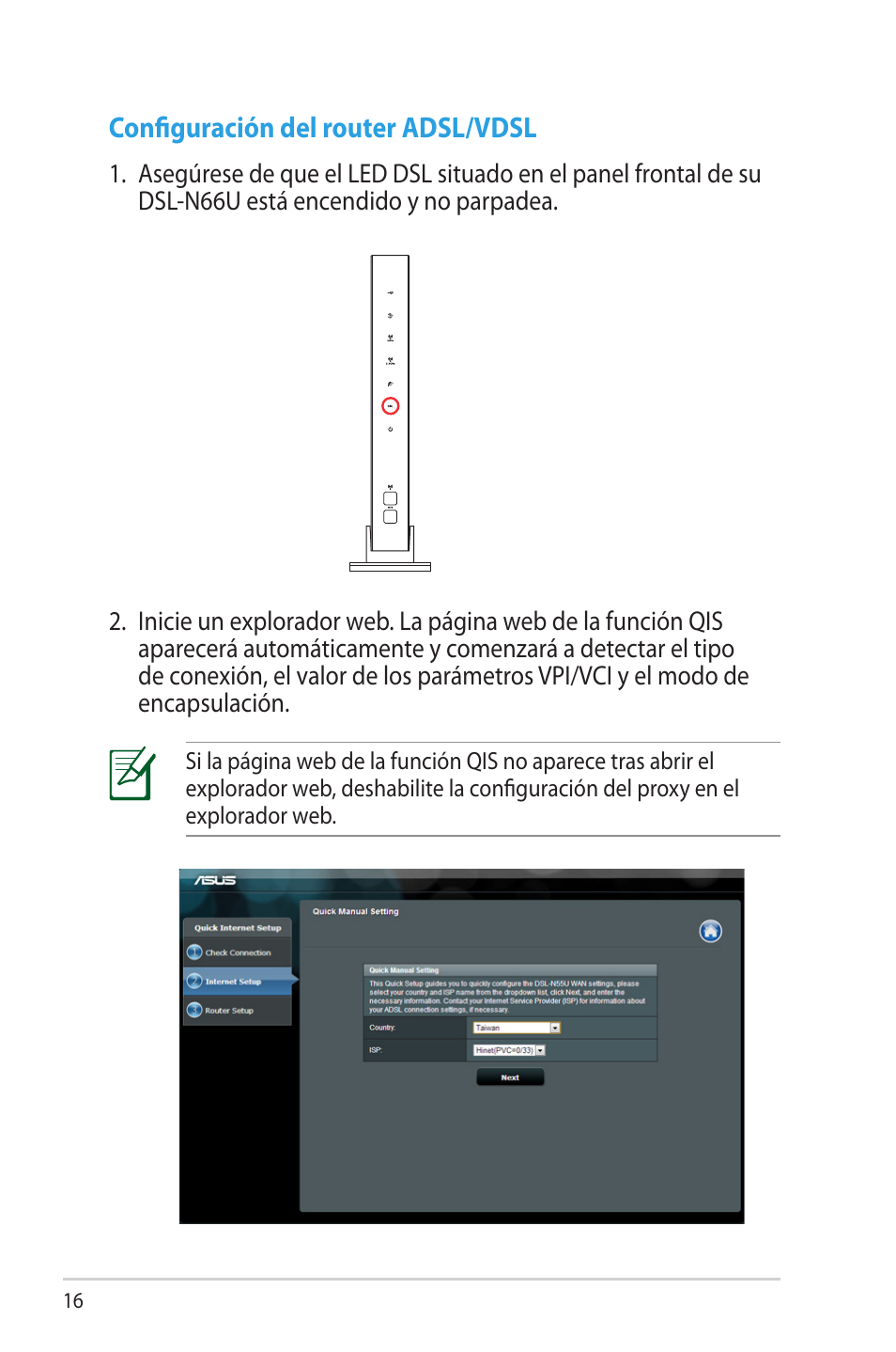 Configuración del router adsl/vdsl | Asus DSL-N66U User Manual | Page 16 / 70