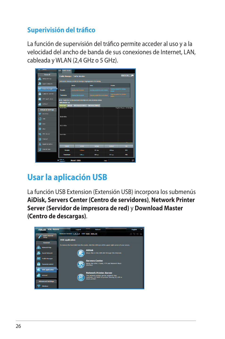 Usar la aplicación usb | Asus DSL-N66U User Manual | Page 26 / 70