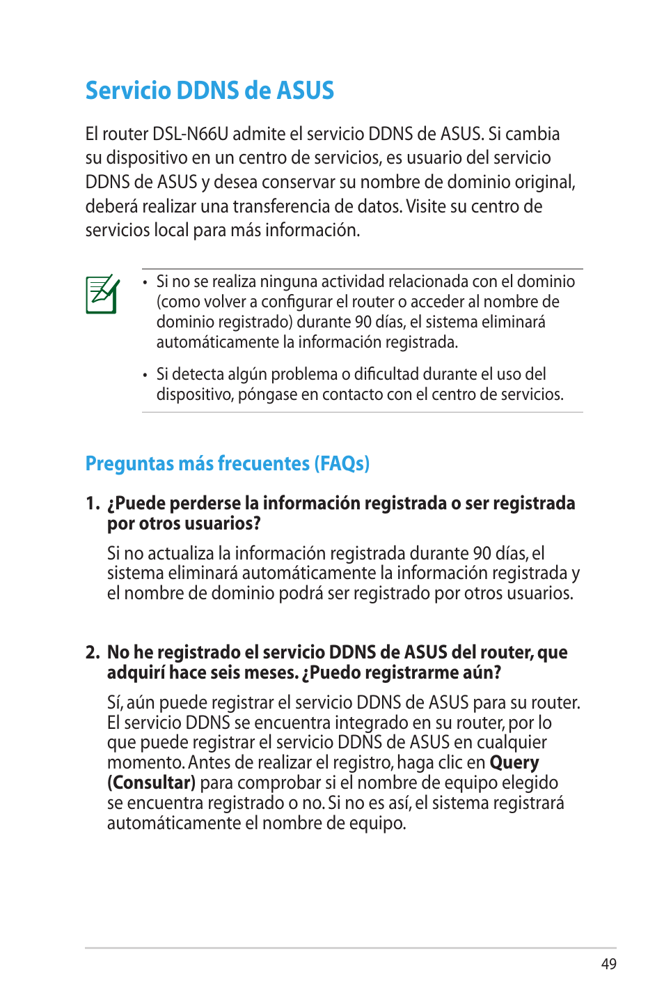 Servicio ddns de asus | Asus DSL-N66U User Manual | Page 49 / 70