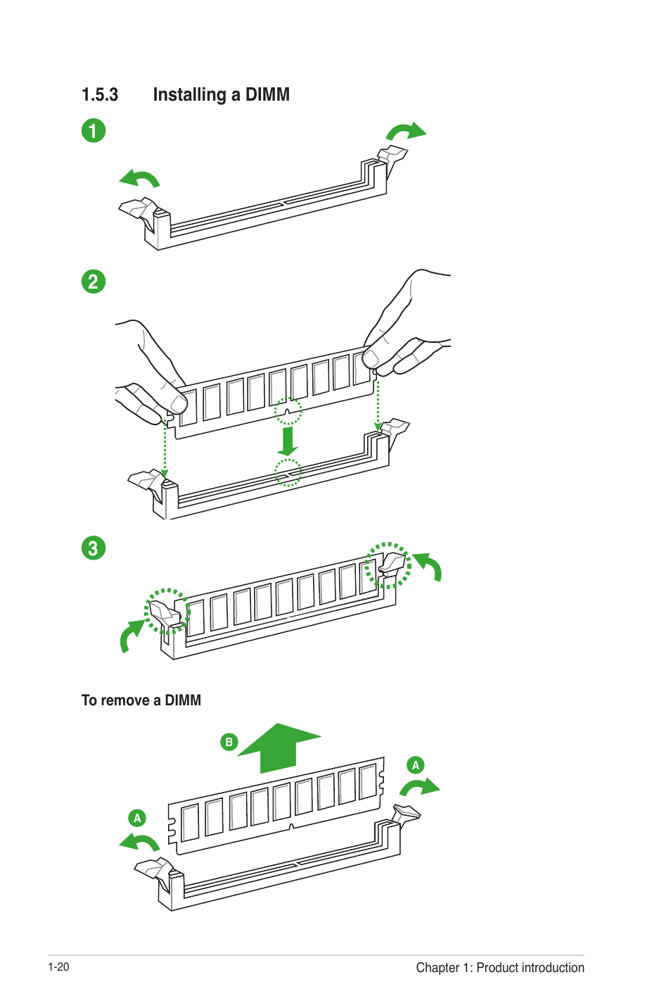 3 installing a dimm, Installing a dimm -20 | Asus H61-PLUS User Manual | Page 32 / 84