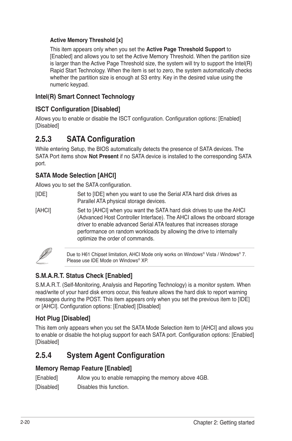 3 sata configuration, 4 system agent configuration, Sata configuration -20 | System agent configuration -20 | Asus H61-PLUS User Manual | Page 64 / 84