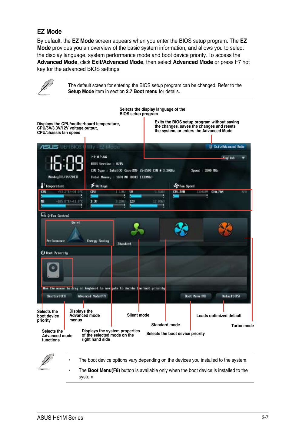 Ez mode, Asus h61m series | Asus H61M-PLUS User Manual | Page 47 / 80