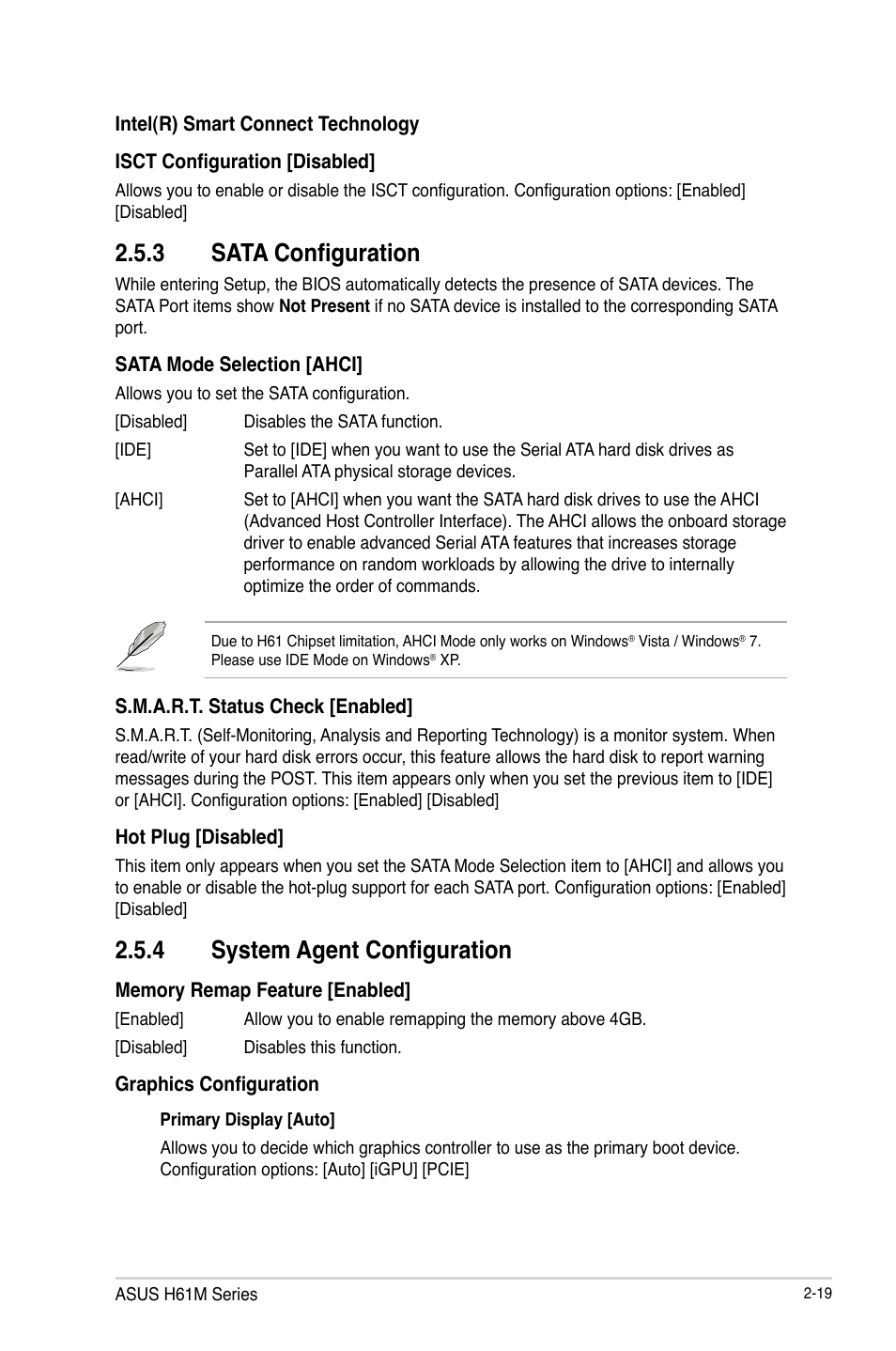 3 sata configuration, 4 system agent configuration, Sata configuration -19 | System agent configuration -19 | Asus H61M-PLUS User Manual | Page 59 / 80