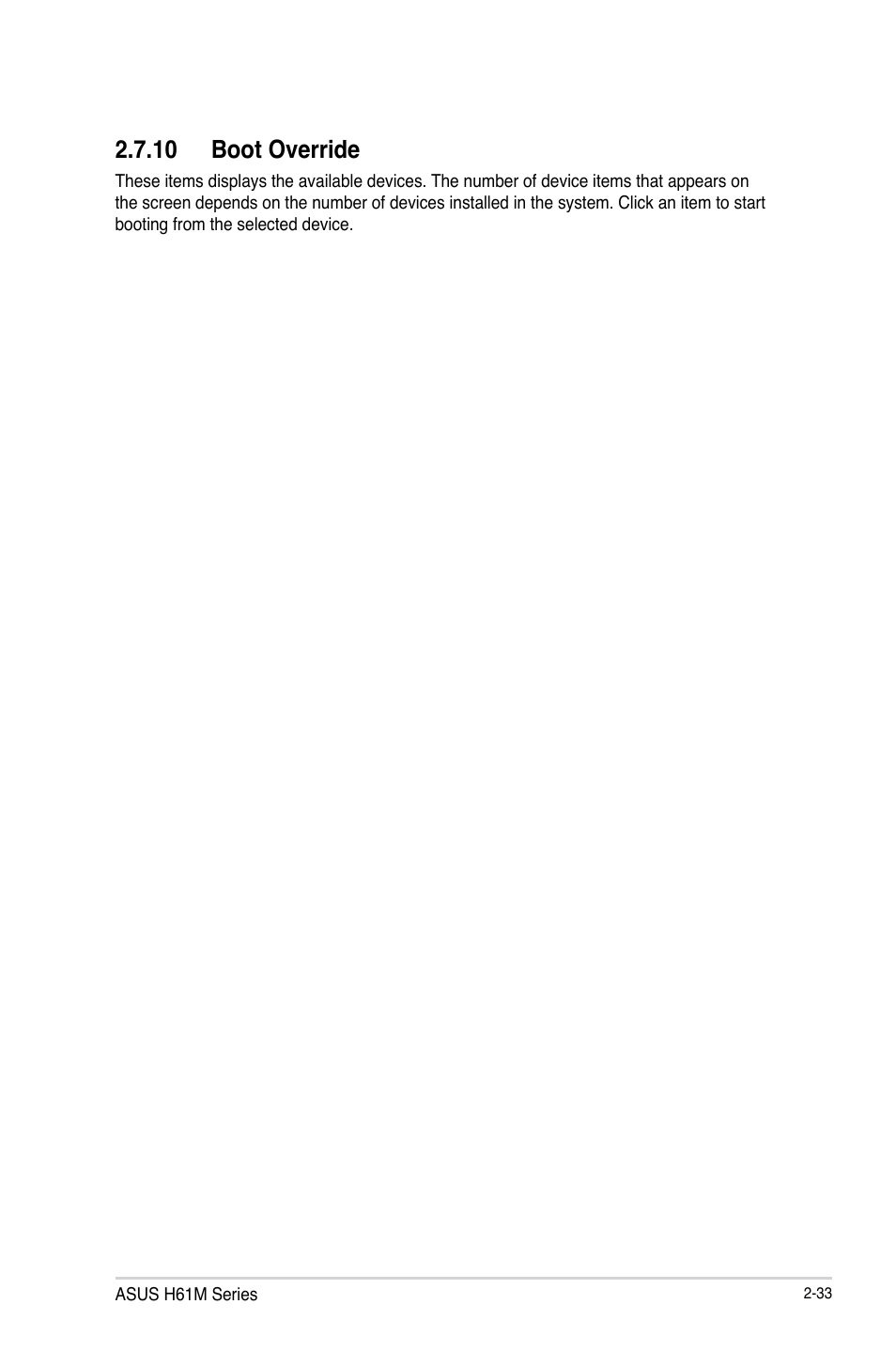 10 boot override, 10 boot override -33 | Asus H61M-PLUS User Manual | Page 73 / 80