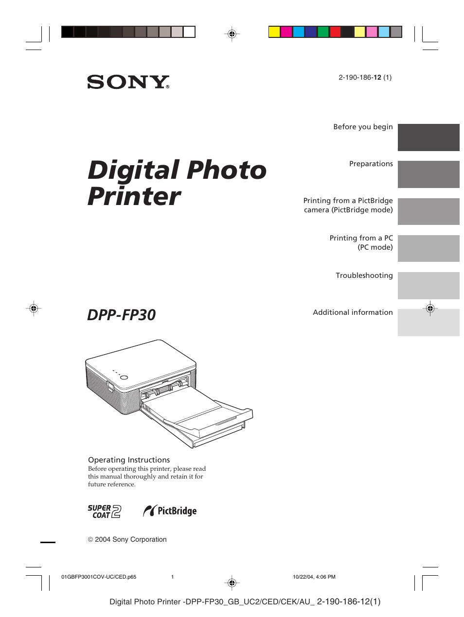 Sony DPP-FP30 User Manual | 52 pages