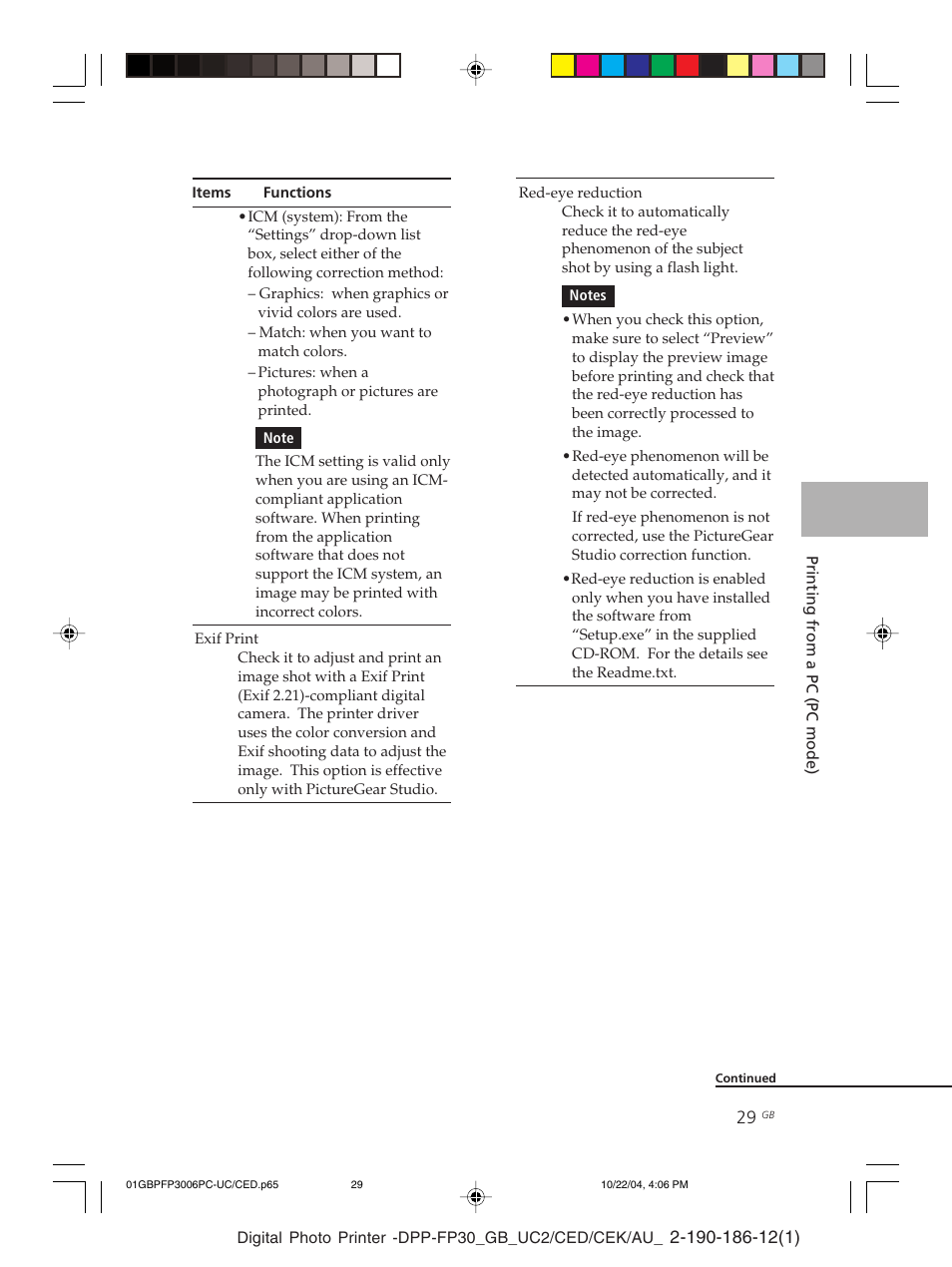 Red-eye reduction | Sony DPP-FP30 User Manual | Page 29 / 52