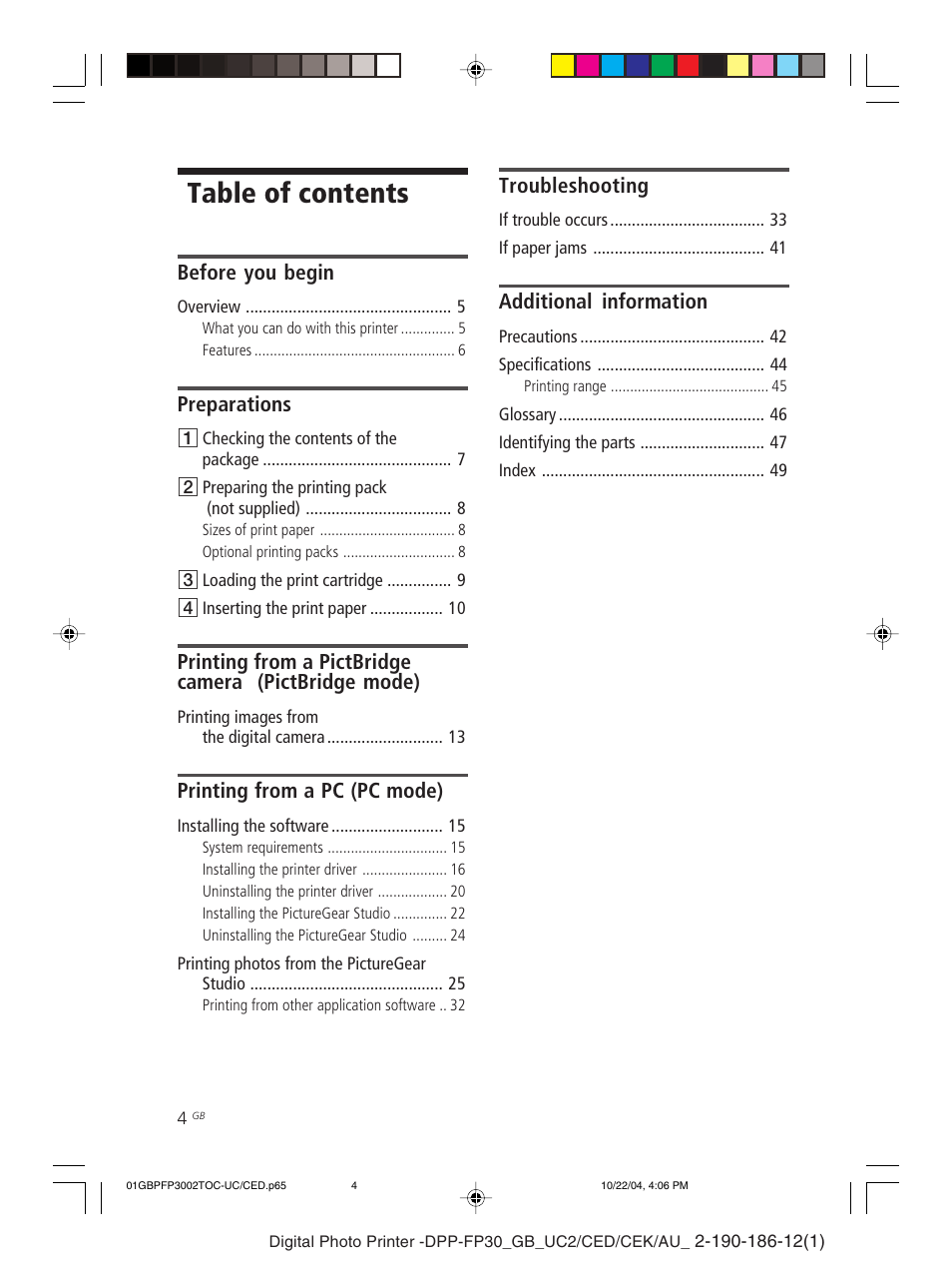 Sony DPP-FP30 User Manual | Page 4 / 52