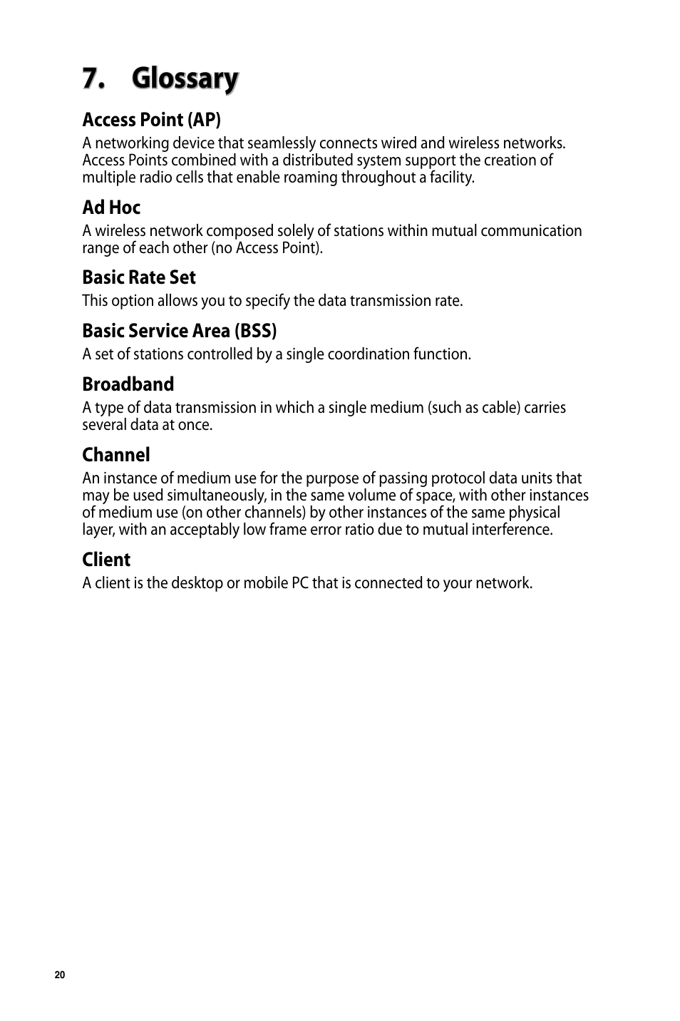 Glossary | Asus USB-AC51 User Manual | Page 20 / 36