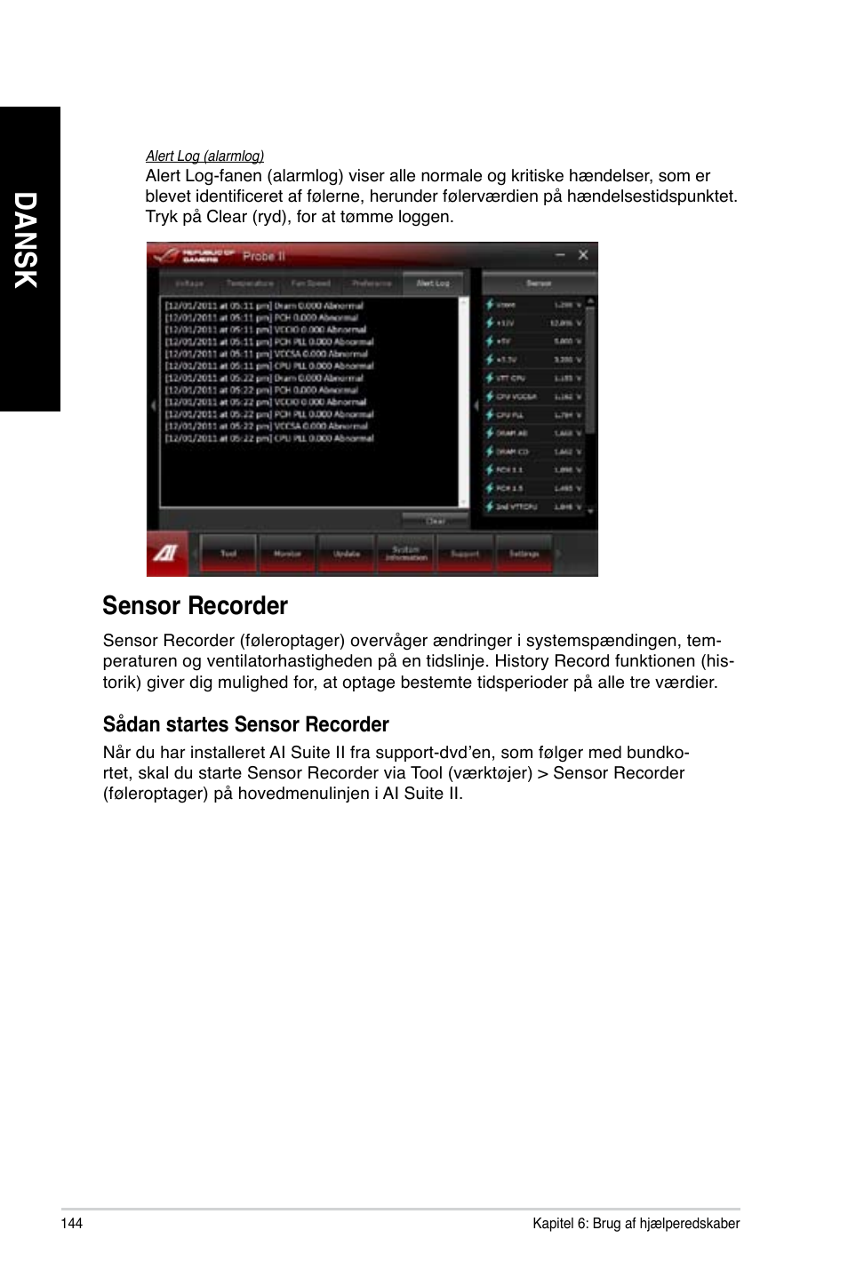 Sensor recorder, Da ns k da ns k da ns k da ns k | Asus CG8890 User Manual | Page 146 / 442