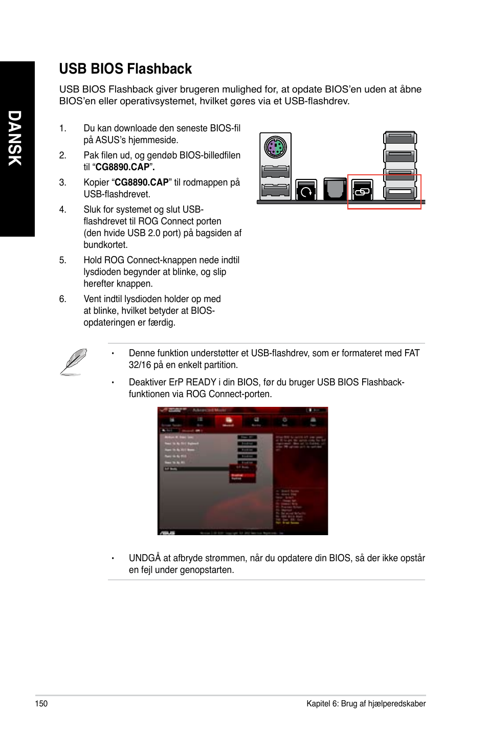 Usb bios flashback, Da ns k da ns k da ns k da ns k | Asus CG8890 User Manual | Page 152 / 442