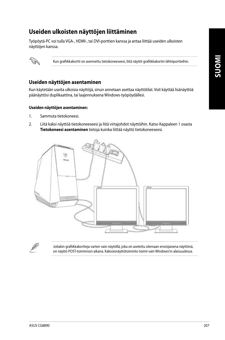 Useiden ulkoisten näyttöjen liittäminen | Asus CG8890 User Manual | Page 209 / 442