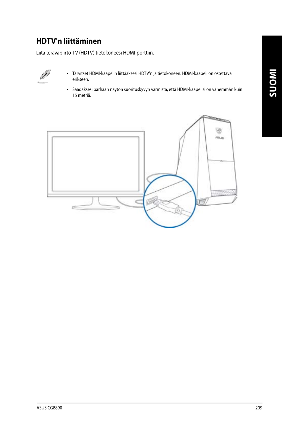 Hdtv'n liittäminen | Asus CG8890 User Manual | Page 211 / 442