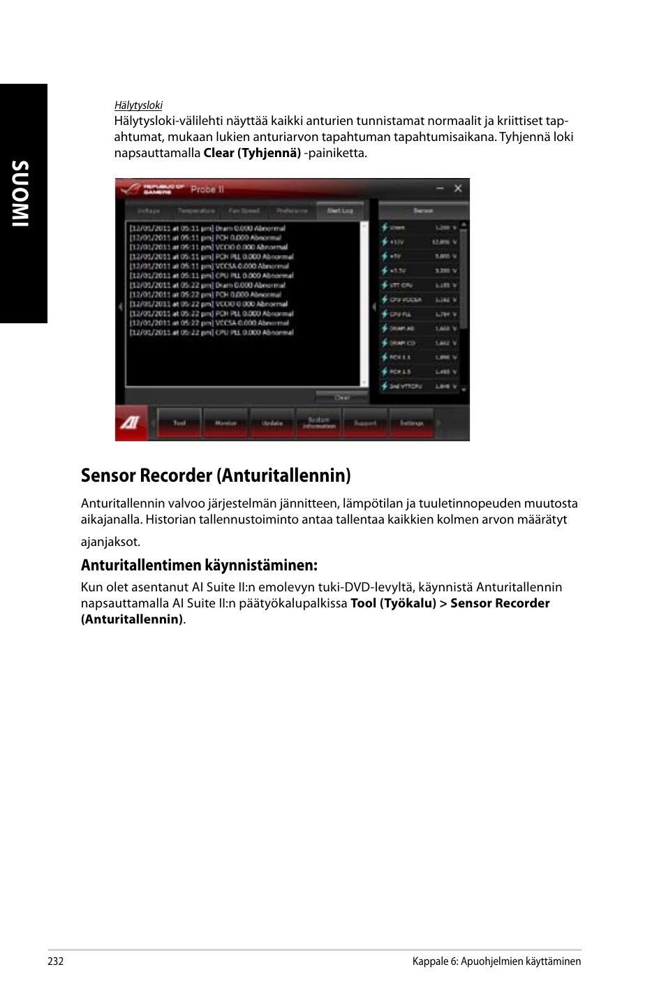 Sensor recorder (anturitallennin) | Asus CG8890 User Manual | Page 234 / 442