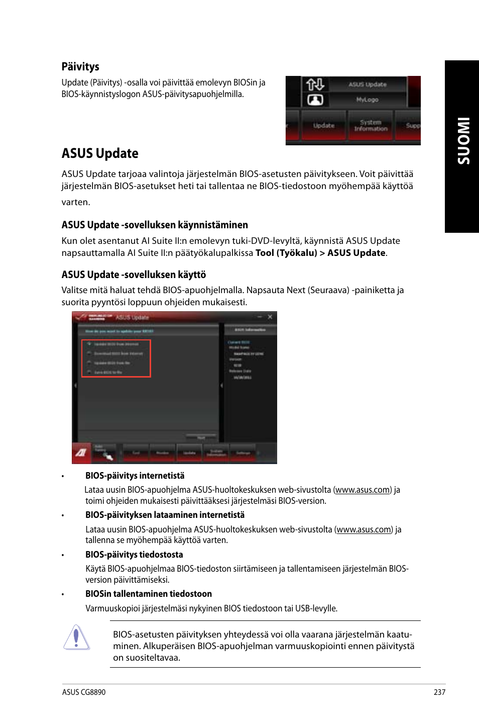 Asus update | Asus CG8890 User Manual | Page 239 / 442