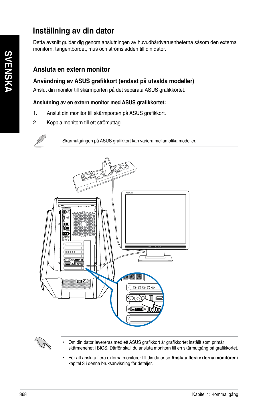 Inställning av din dator, Svenska | Asus CG8890 User Manual | Page 370 / 442