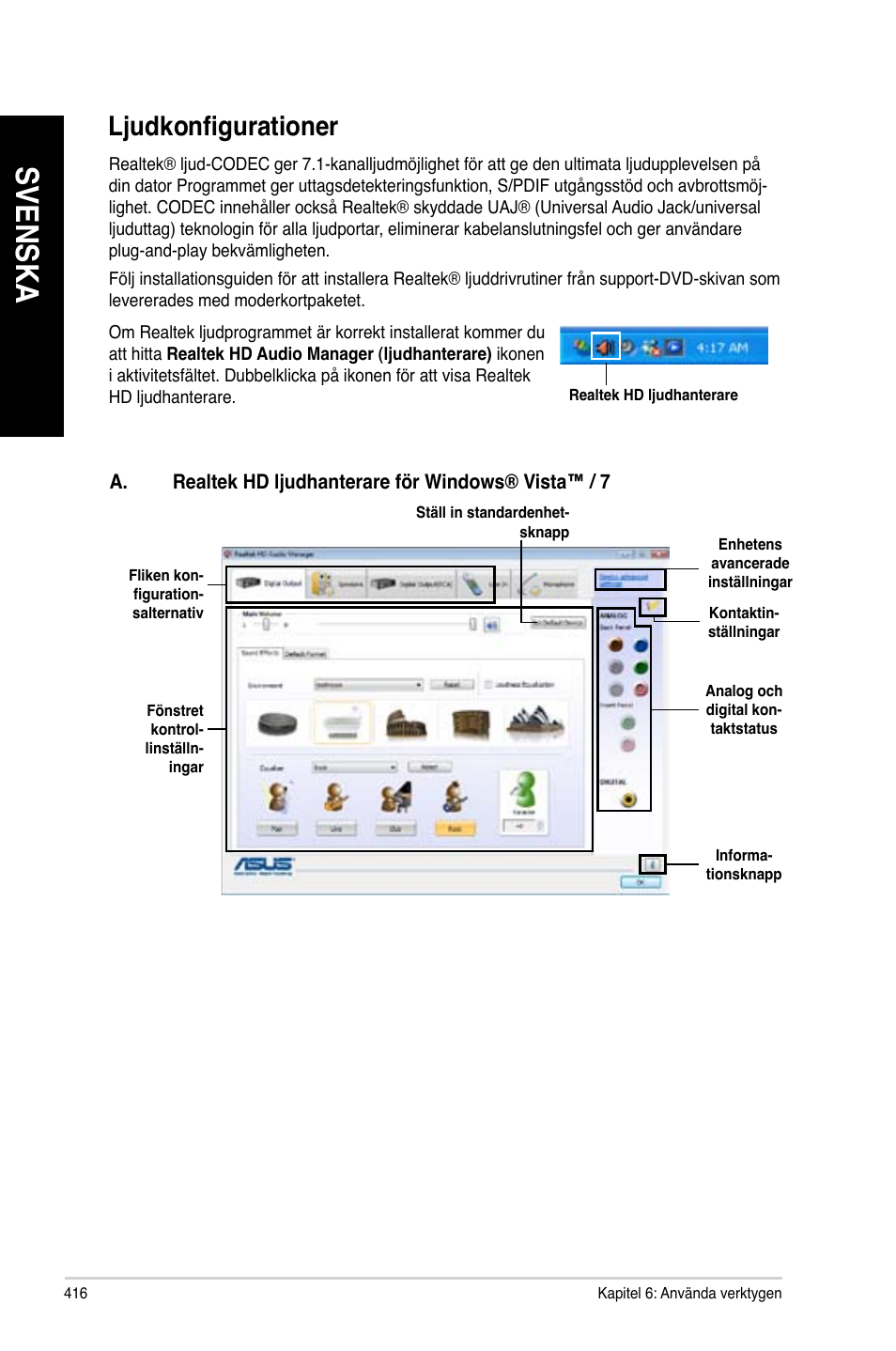 Ljudkonfigurationer, Svenska | Asus CG8890 User Manual | Page 418 / 442