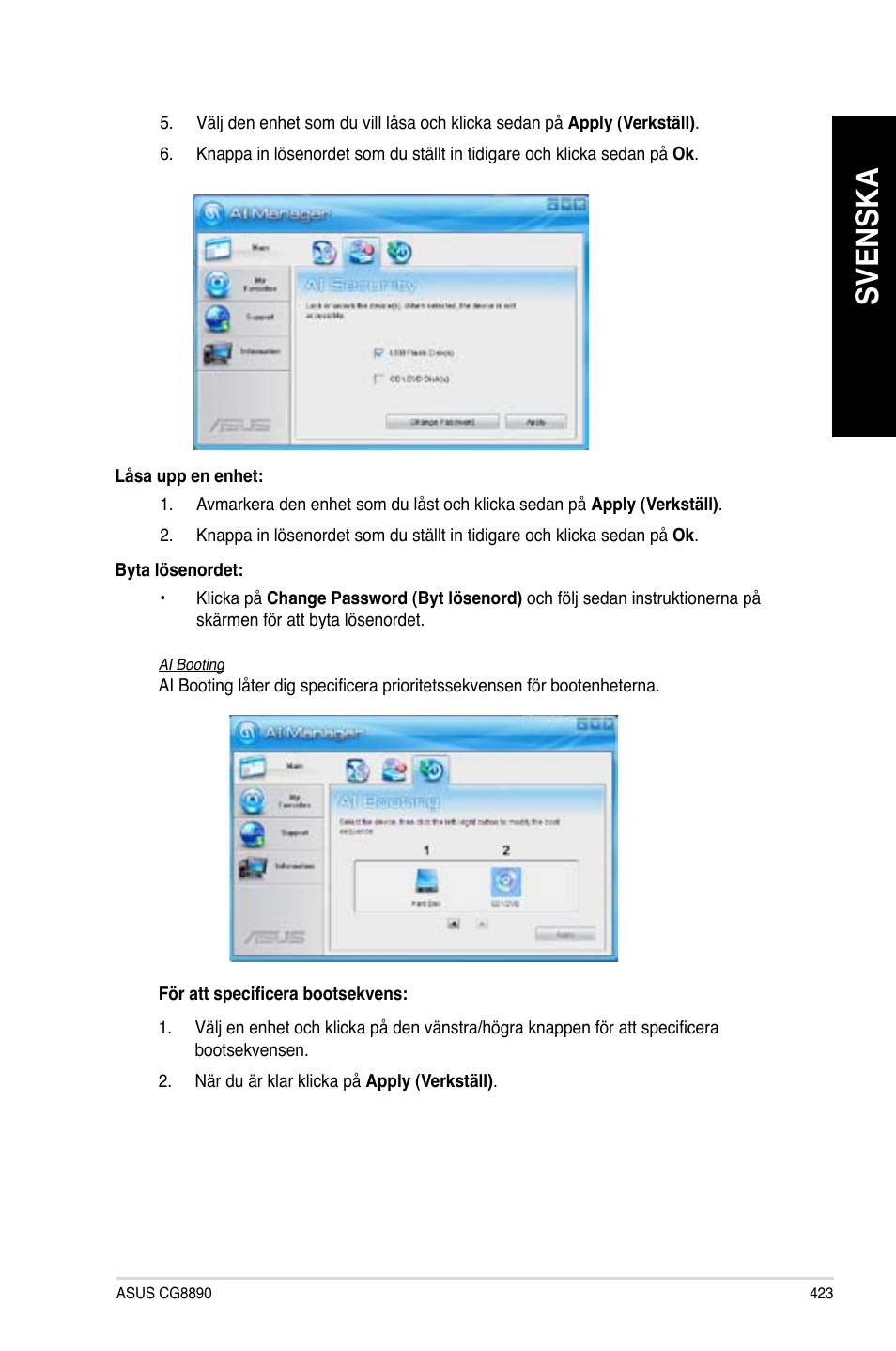 Svenska | Asus CG8890 User Manual | Page 425 / 442