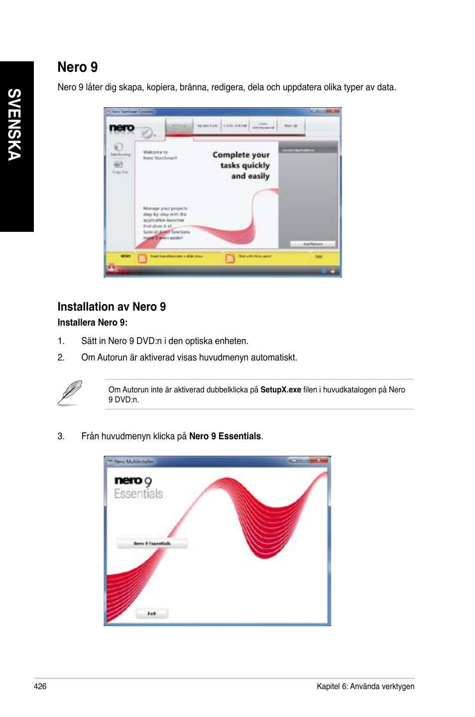 Nero 9, Svenska | Asus CG8890 User Manual | Page 428 / 442