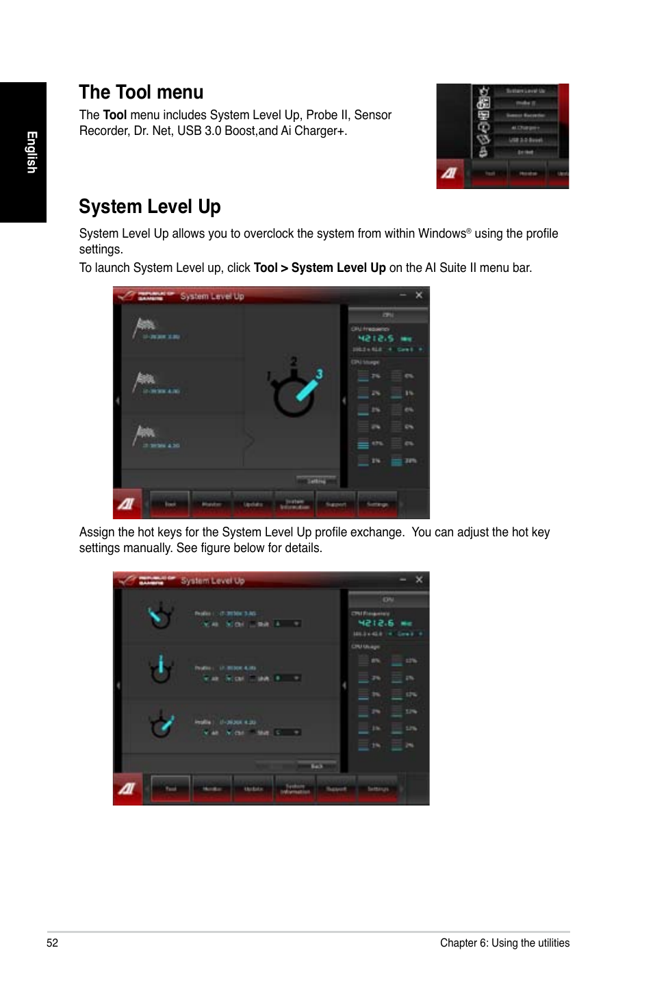 System level up, The.tool.menu, System.level.up | Asus CG8890 User Manual | Page 54 / 442