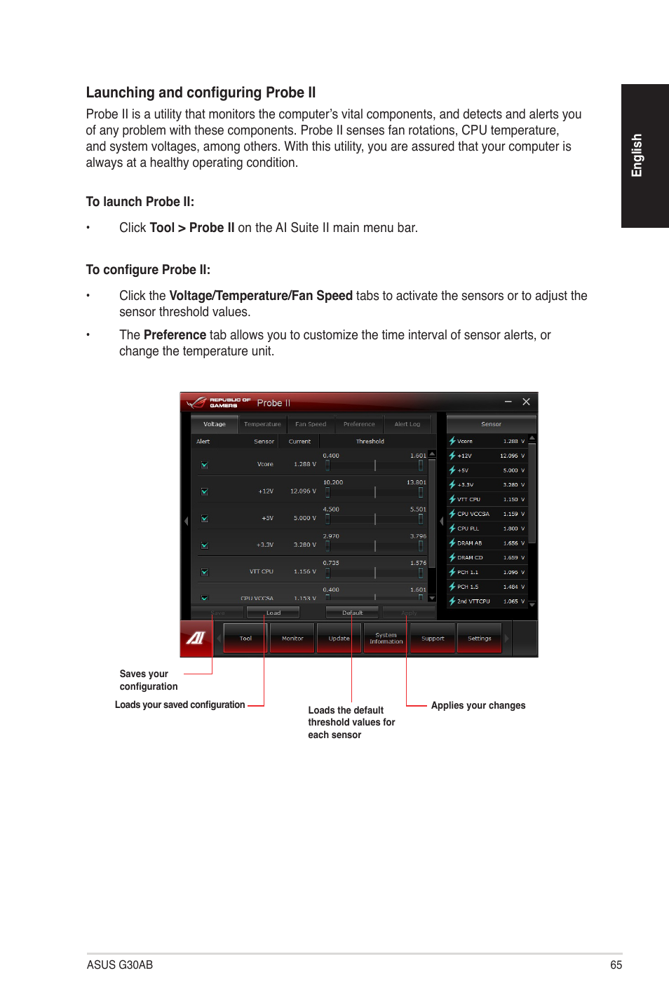 Launching and configuring probe ii | Asus G30AB User Manual | Page 65 / 84